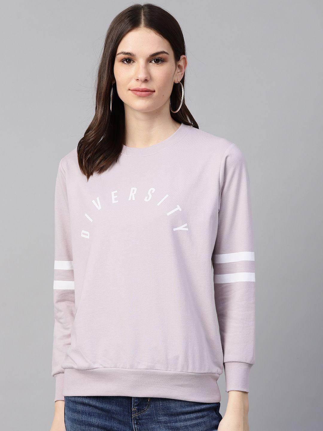 pluss women lavender & white printed sweatshirt
