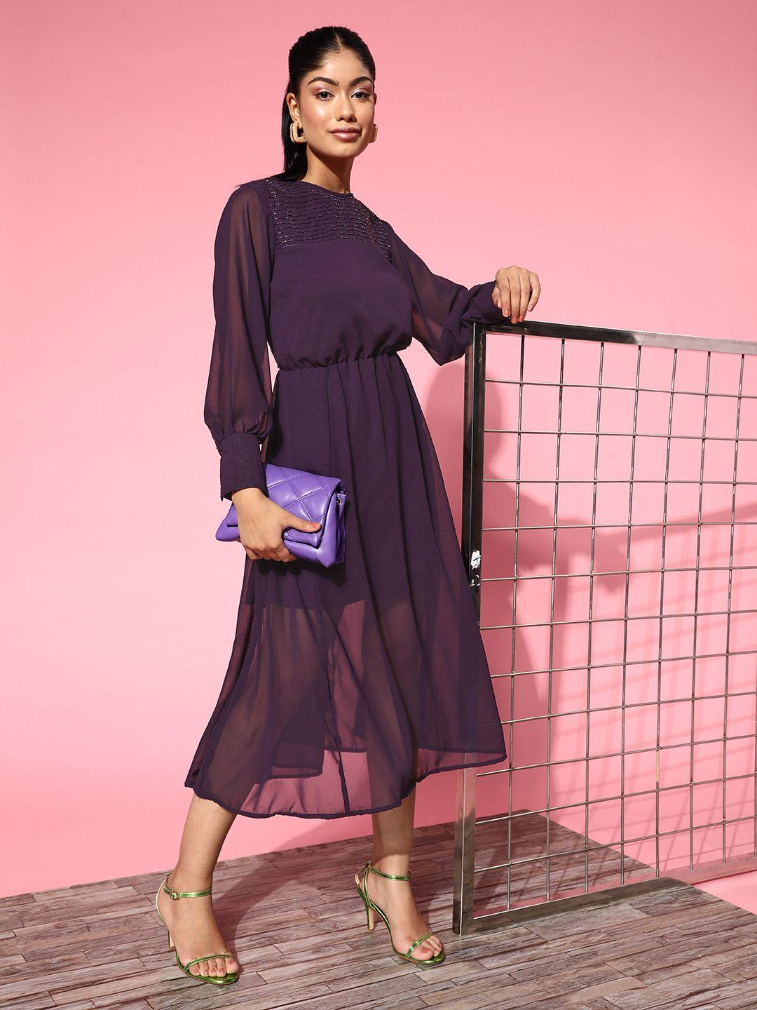 pluss-women-violet-solid-volume-play-dress