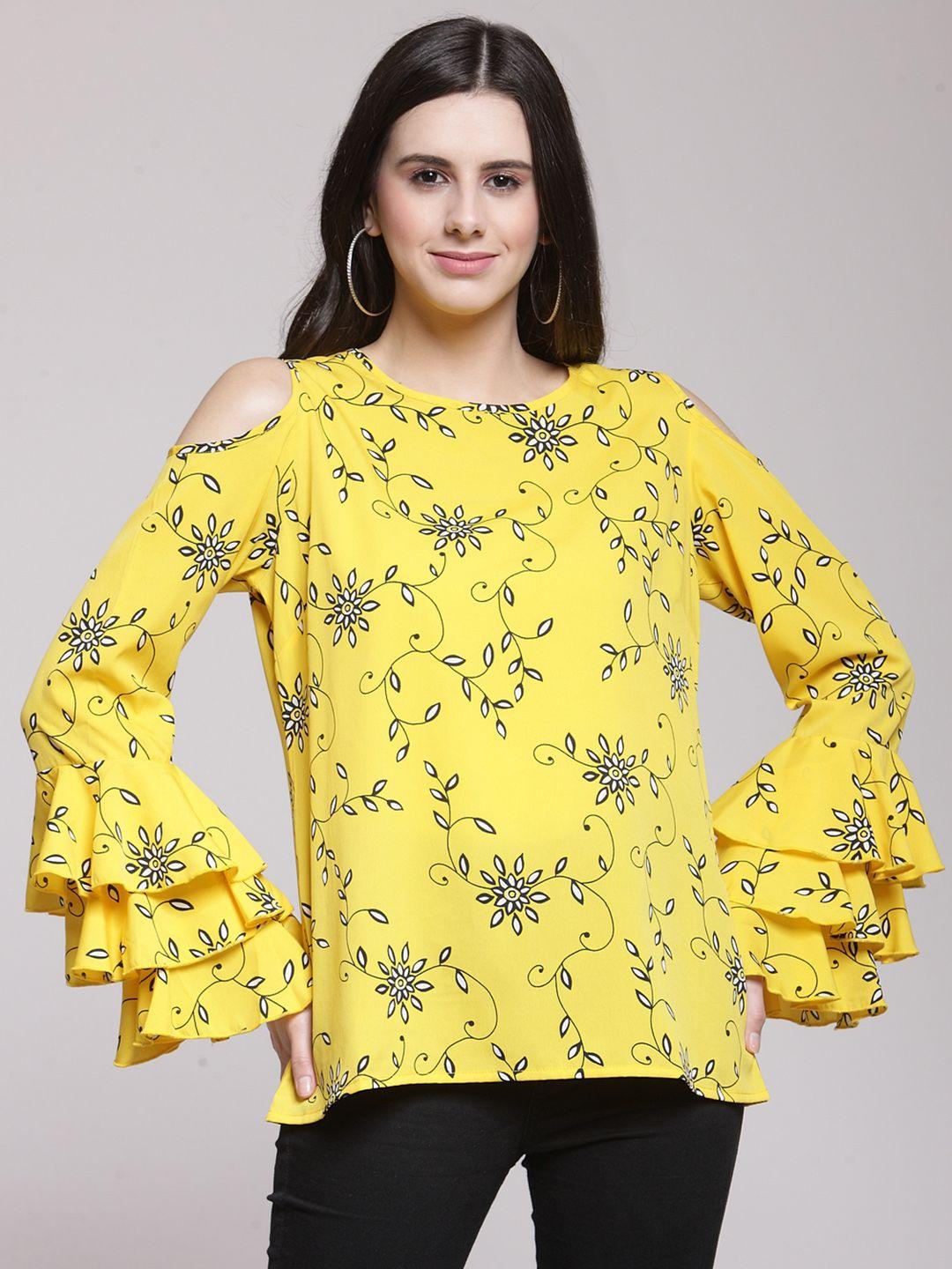 pluss women yellow printed top