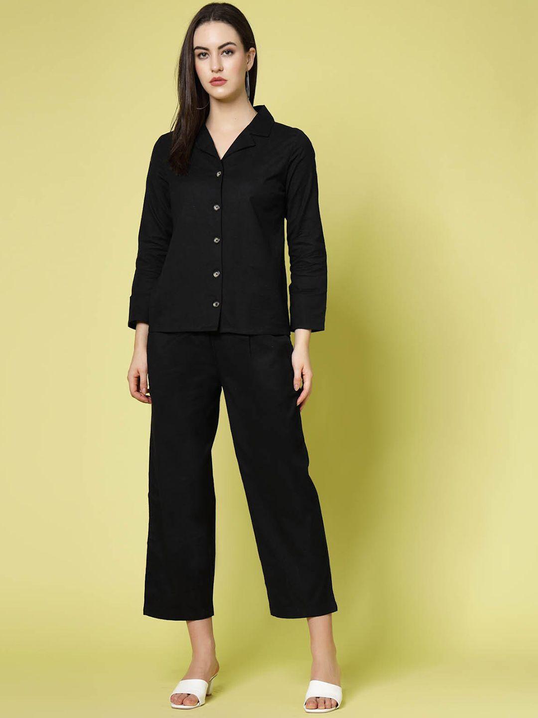 pluss black pure cotton shirt with trouser