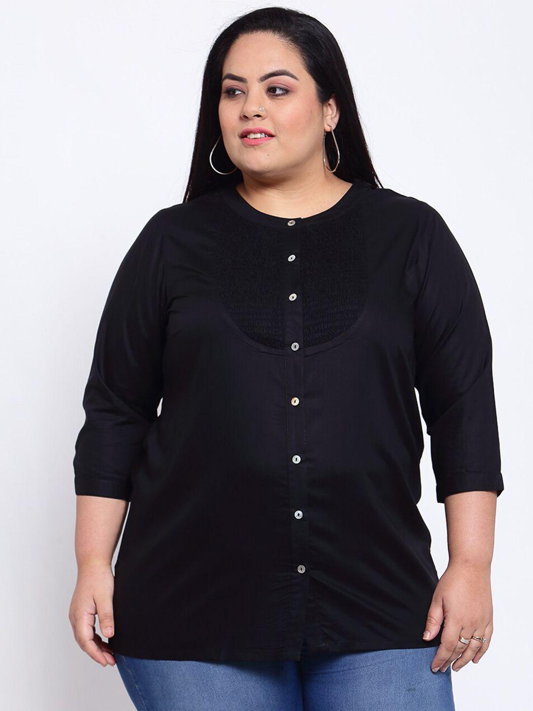 pluss black shirt style cotton top