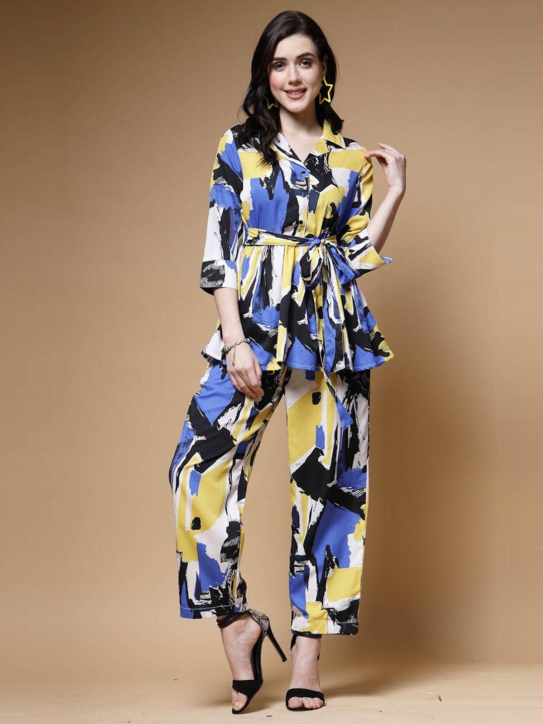 pluss blue printed shirt with trousers
