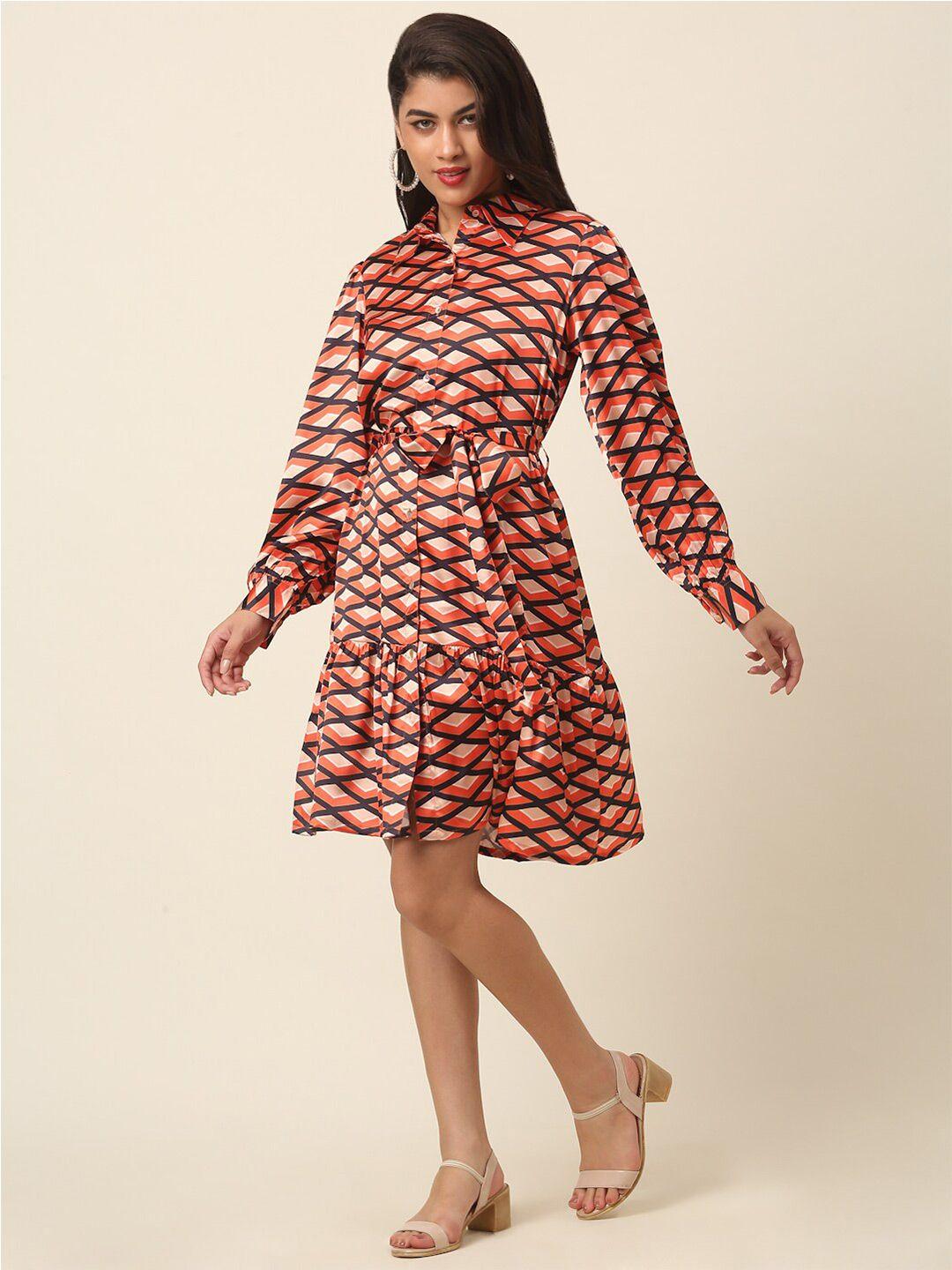 pluss coral print shirt dress