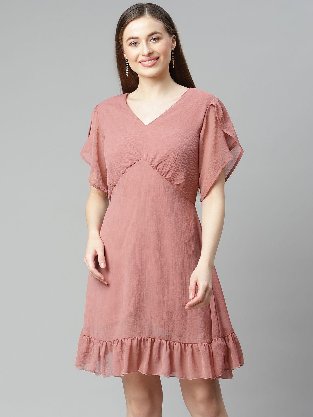 pluss dusty pink solid a-line dress