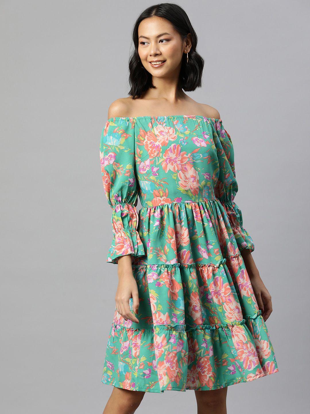 pluss floral print fit & flare dress