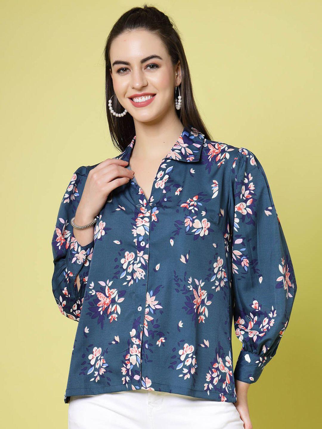 pluss floral printed regular fit casual shirt