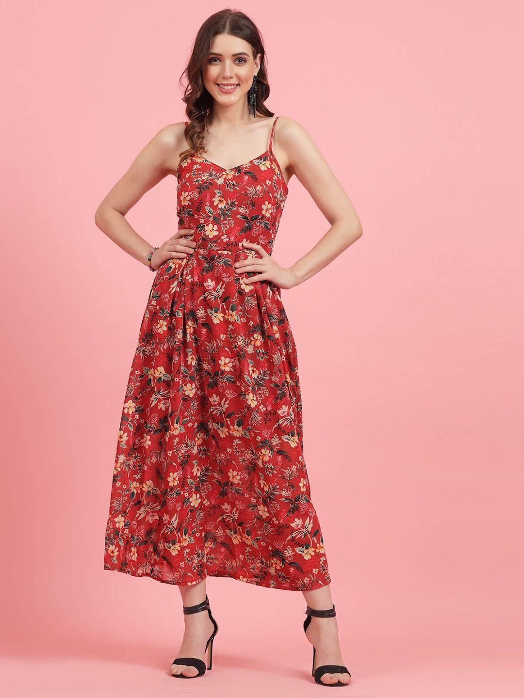 pluss floral printed shoulder straps maxi dress