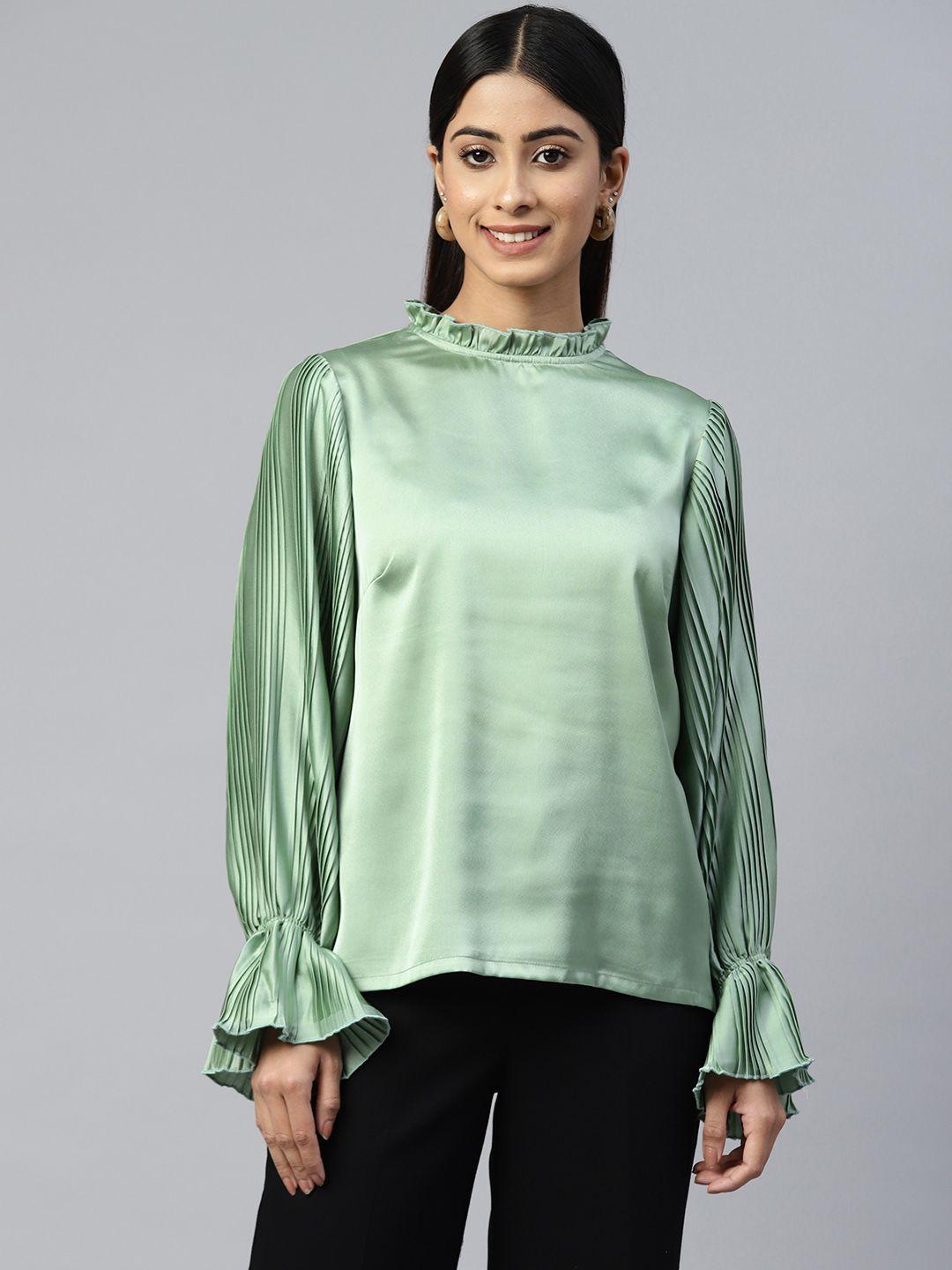 pluss mandarin collar georgette top