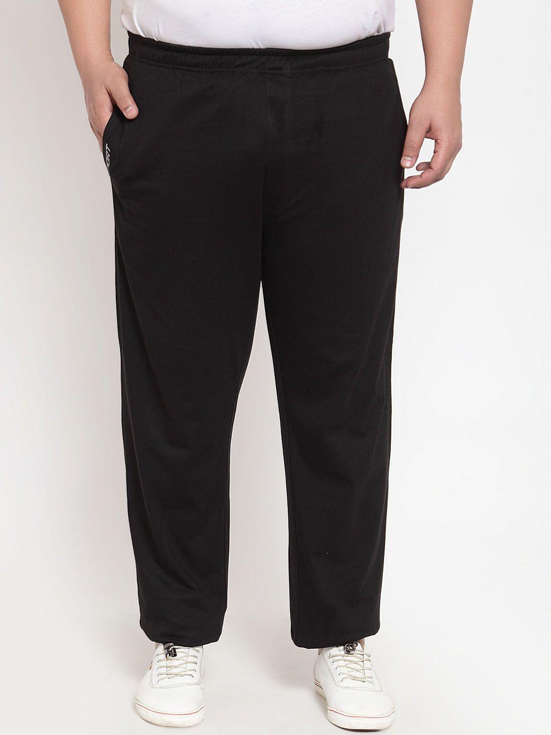 pluss men black solid track pants