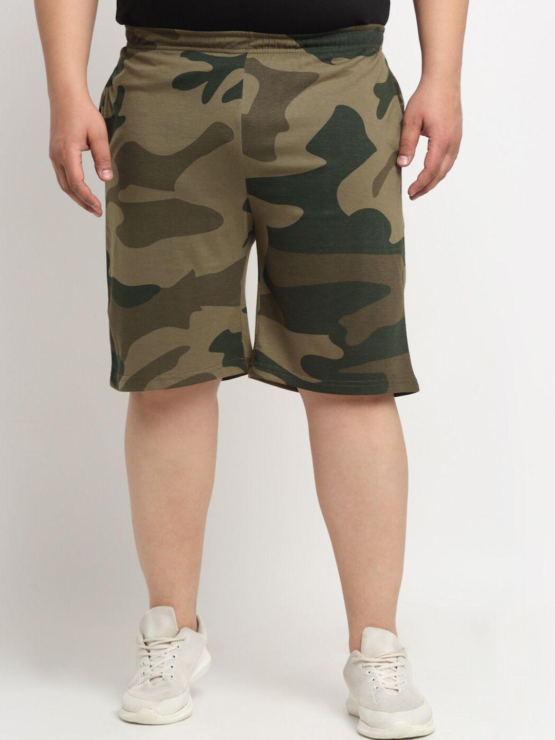 pluss men plus size camouflage printed cotton shorts