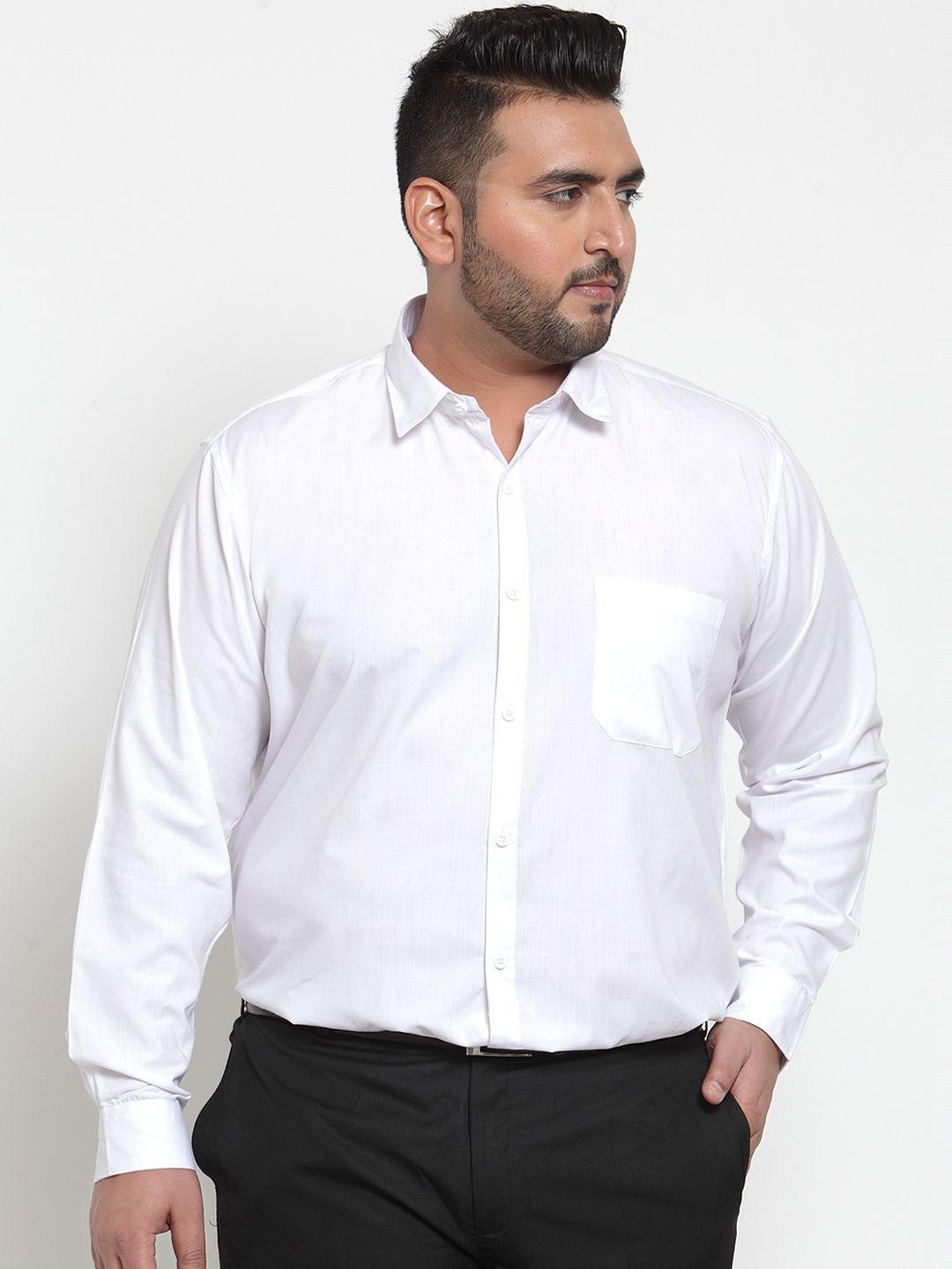 pluss men white comfort regular fit solid formal shirt