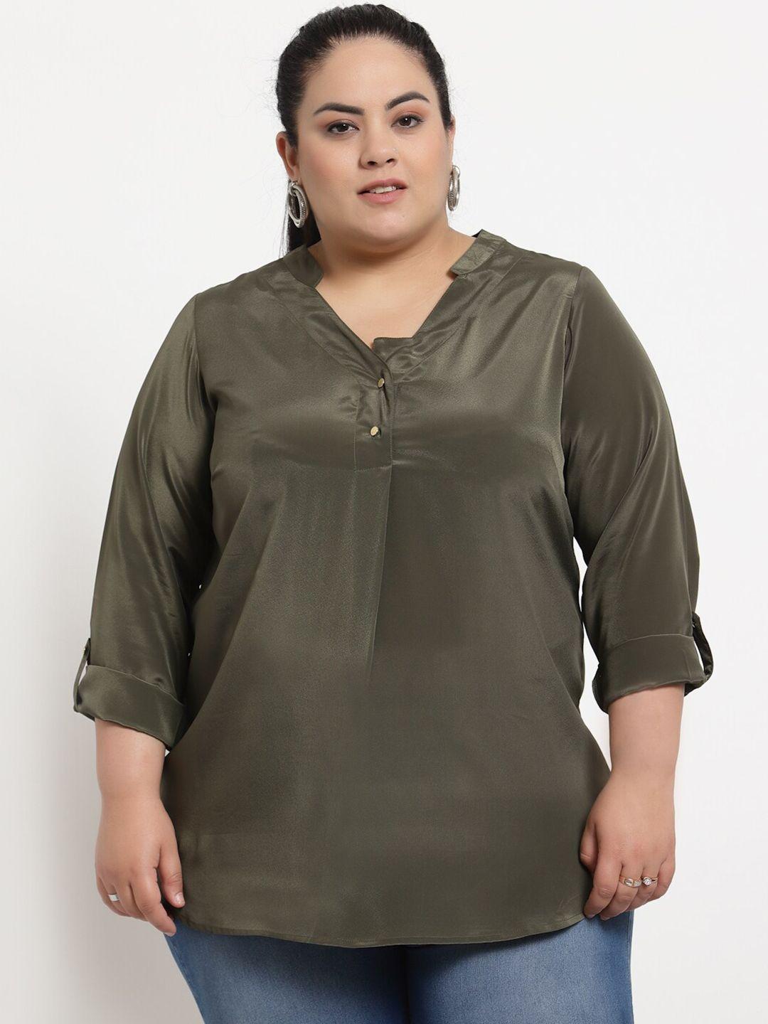 pluss olive green solid top