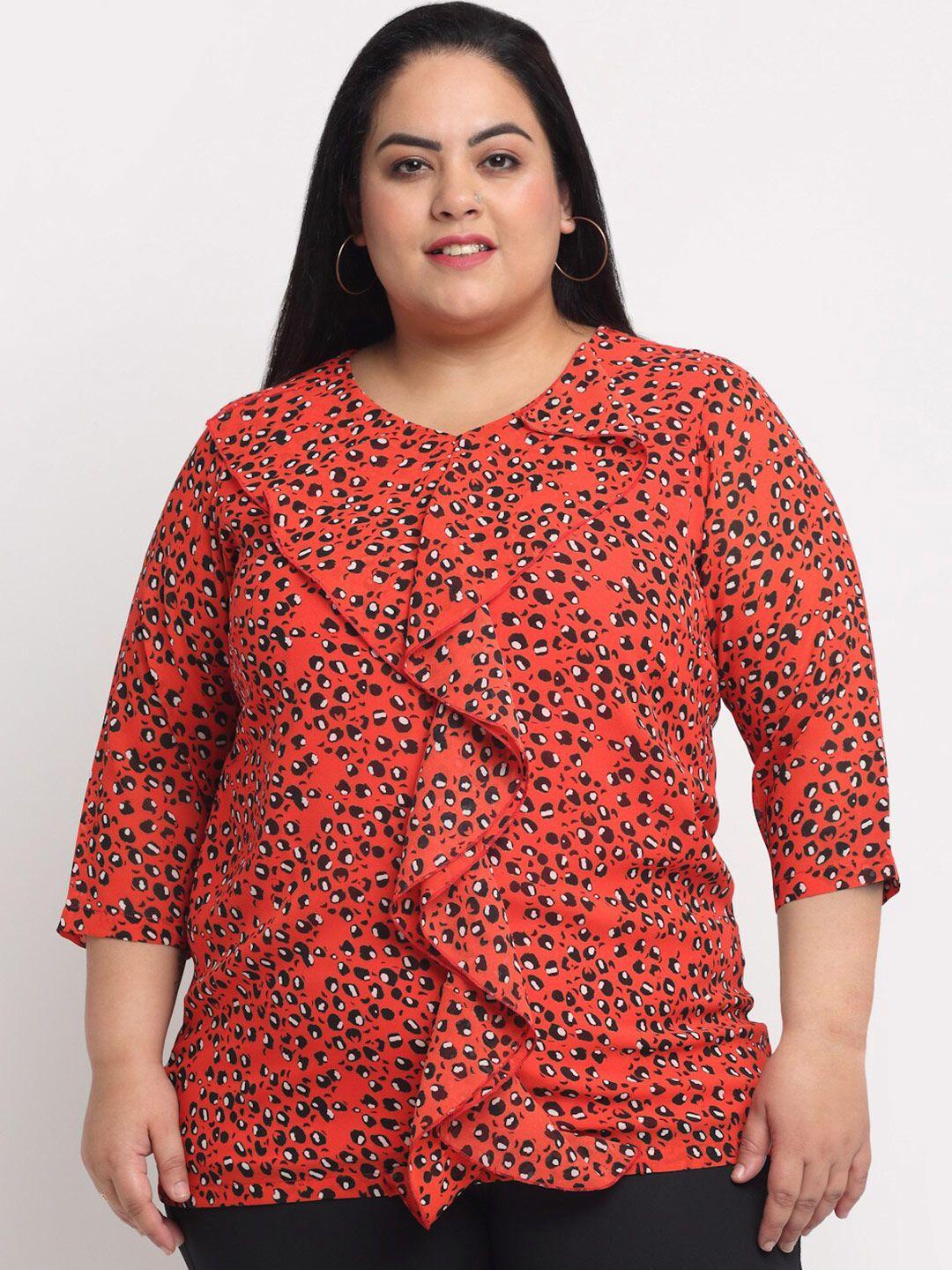 pluss orange plus size floral printed top