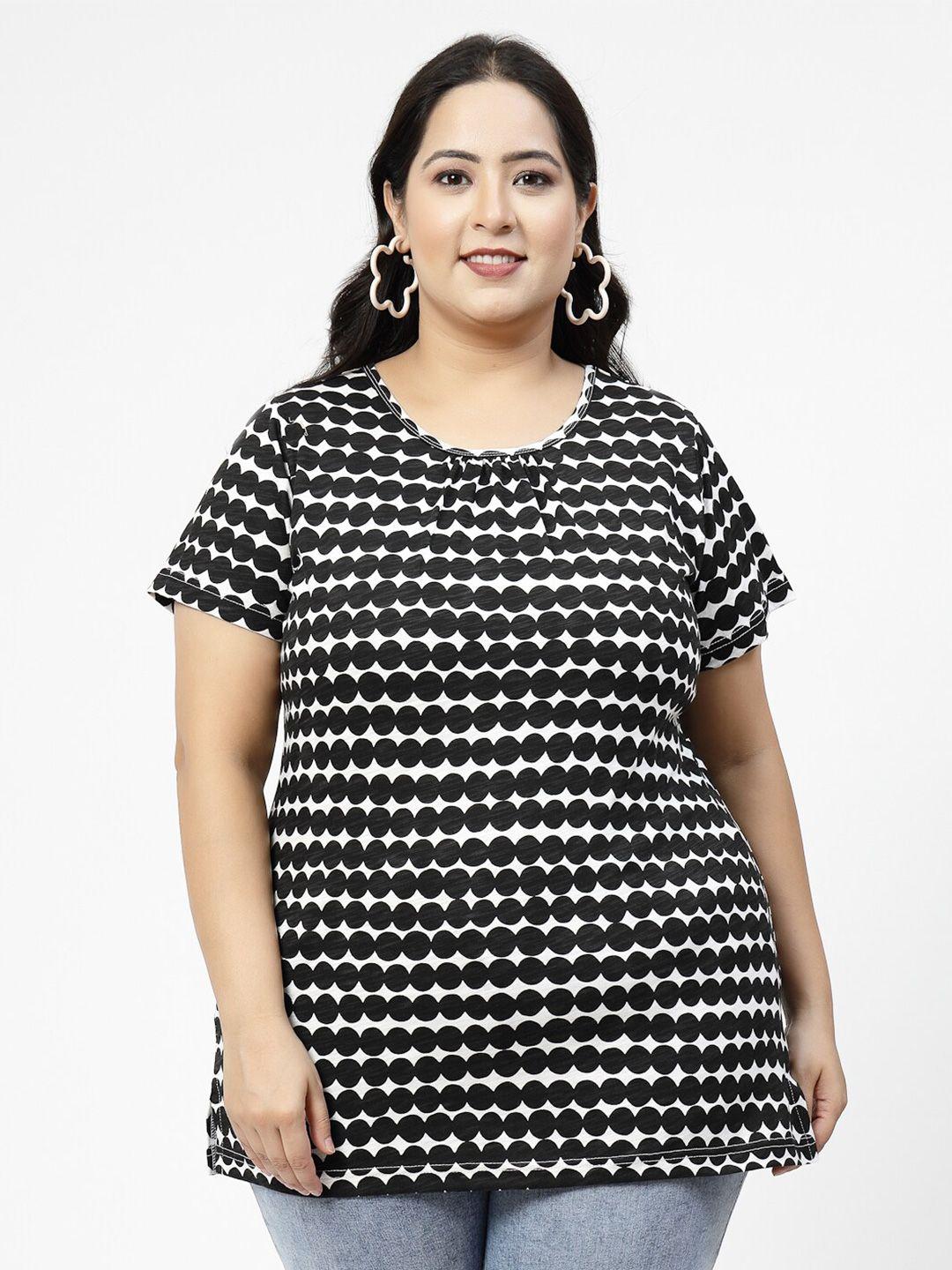 pluss plus size black abstract printed cotton t-shirt