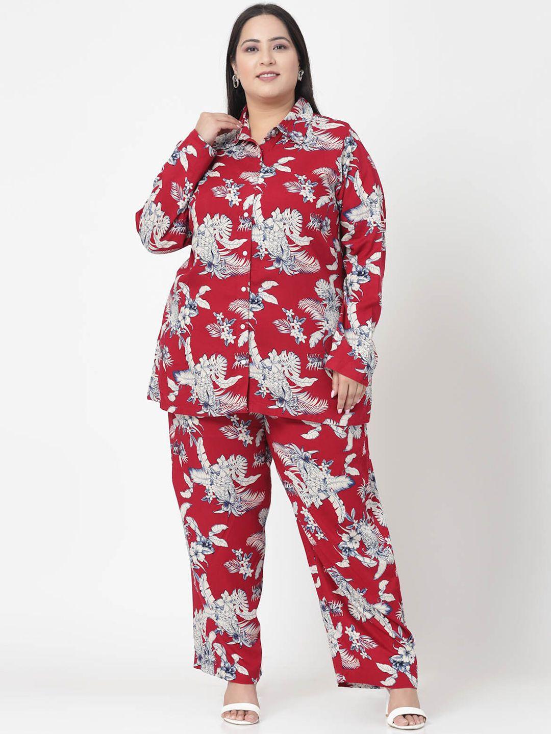 pluss plus size floral printed shirt & trousers