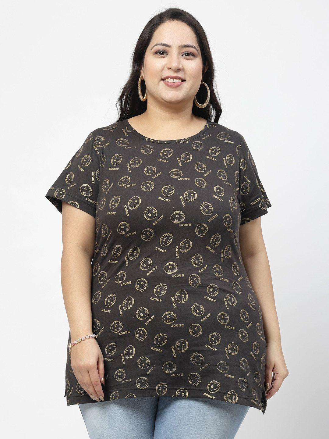 pluss plus size groot printed cotton t-shirt