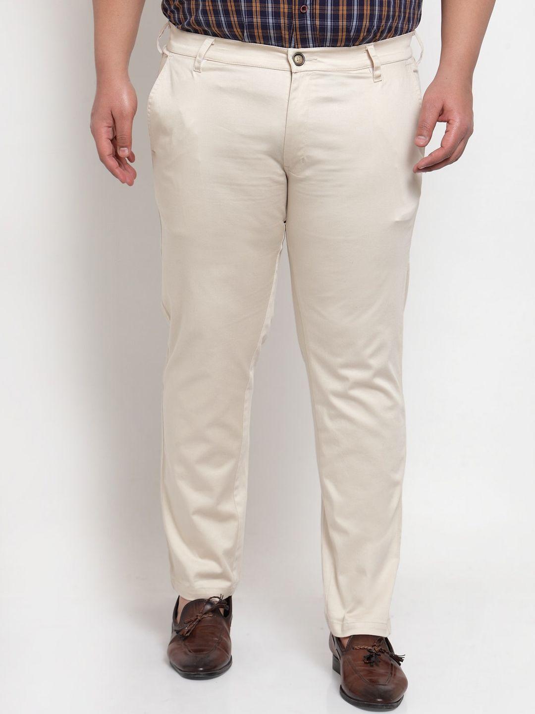 pluss plus size men beige chinos trousers