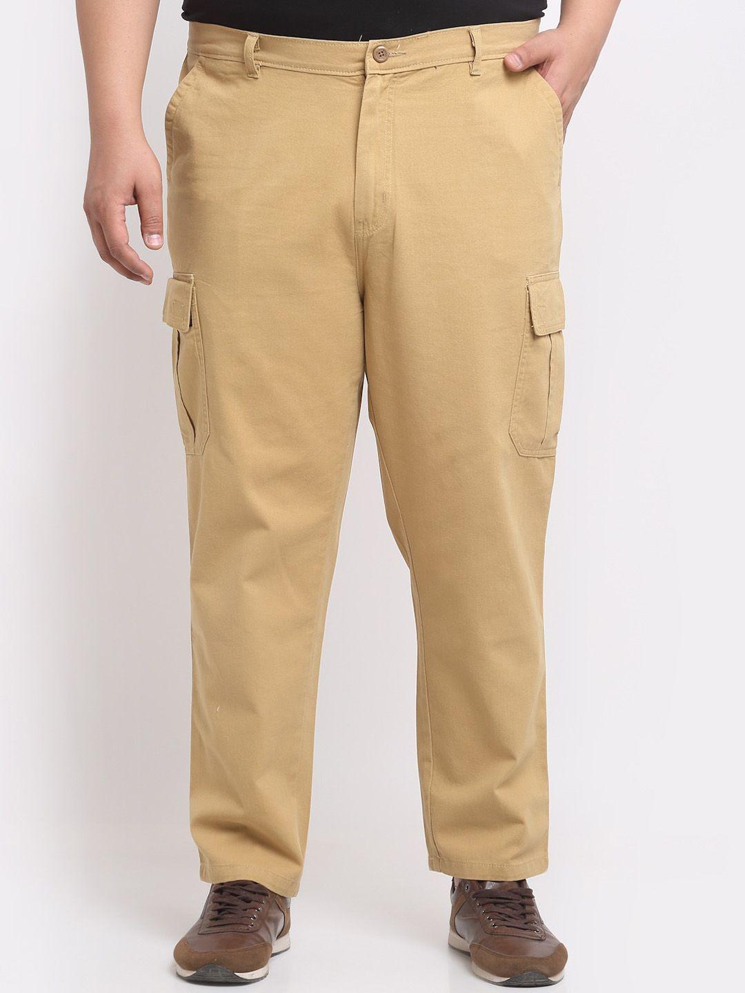 pluss plus size men khaki cargo trousers