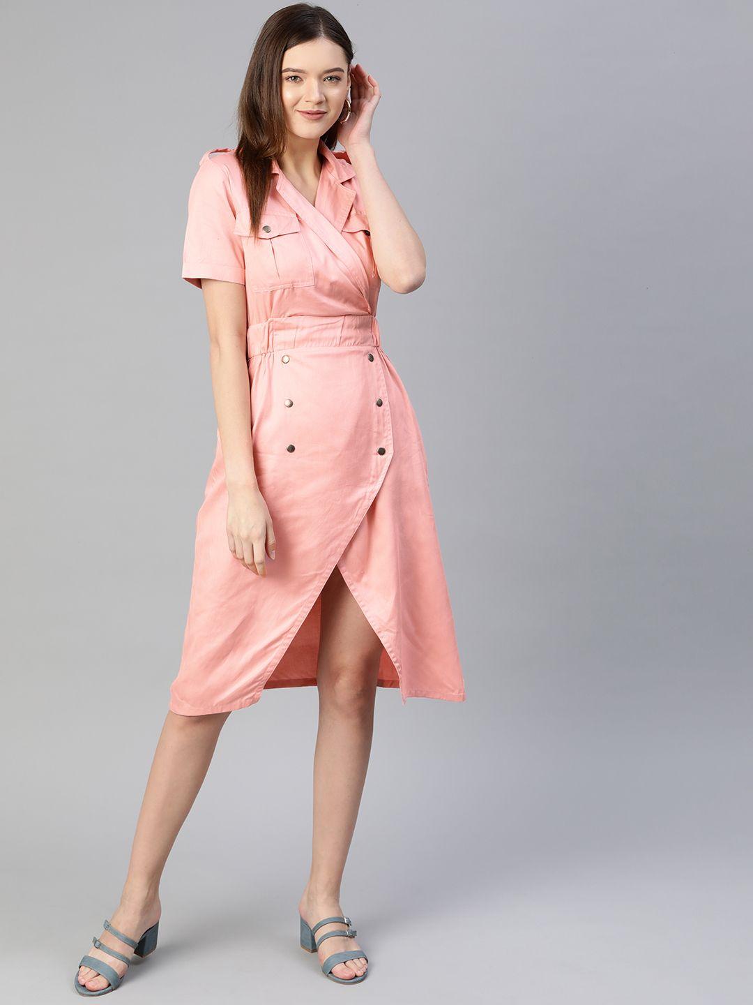 pluss pretty pink solid ruched dress