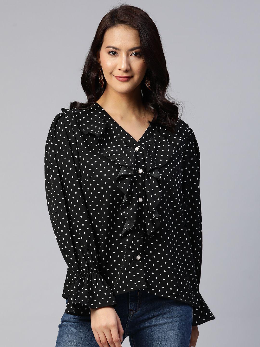 pluss printed bell sleeves ruffled top