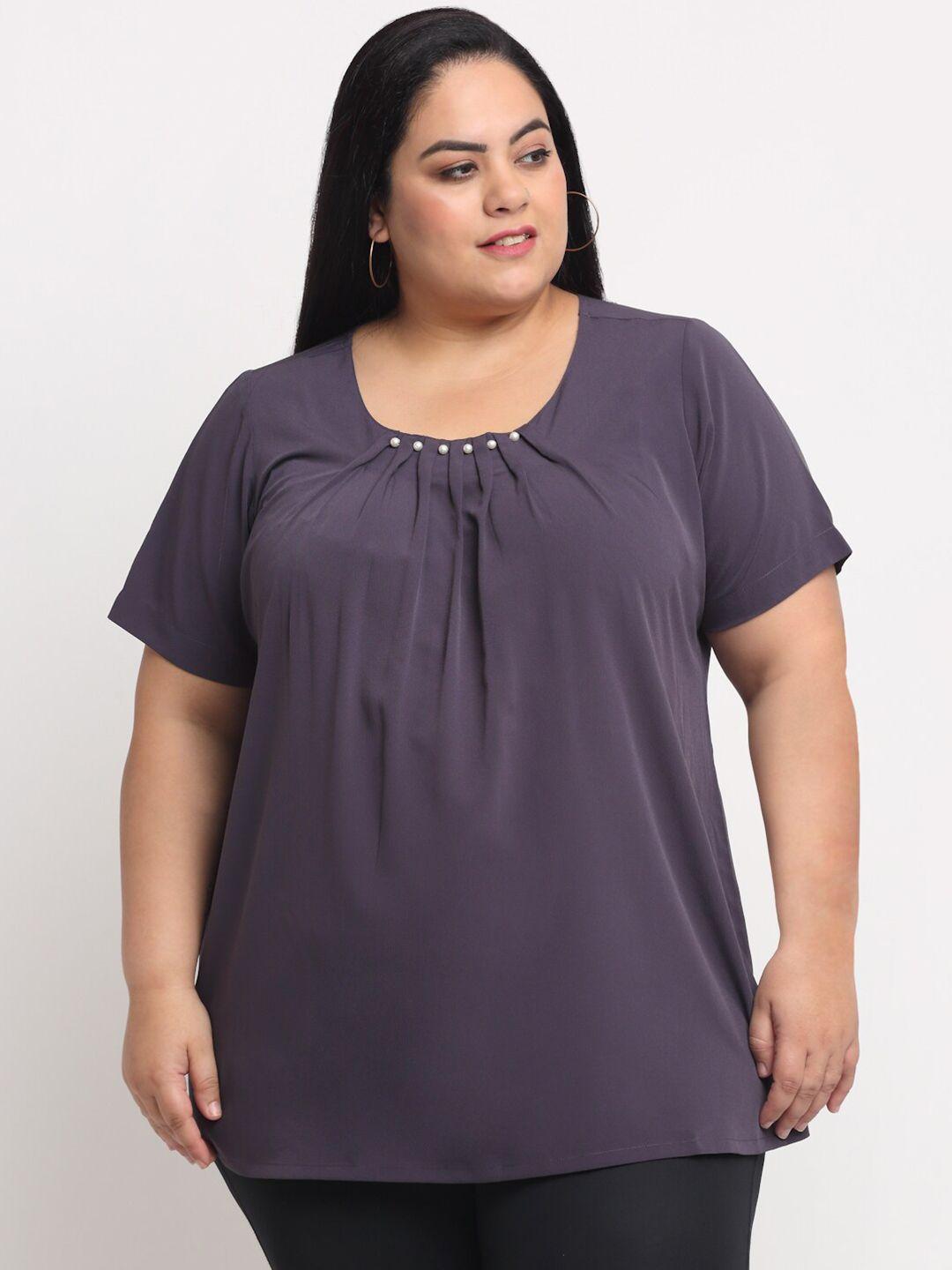 pluss purple plus size pleated top