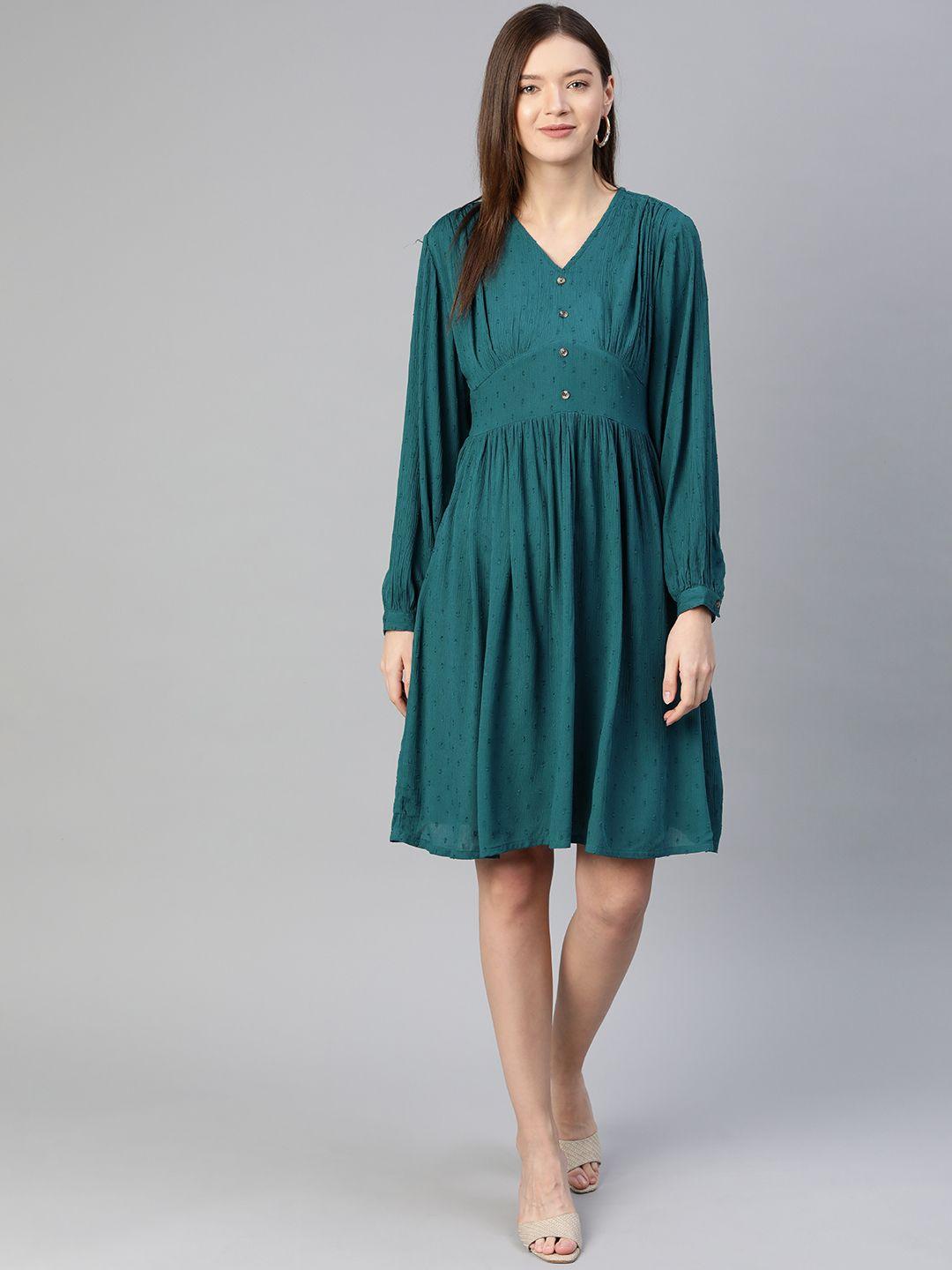 pluss tranquil teal solid ruched dress