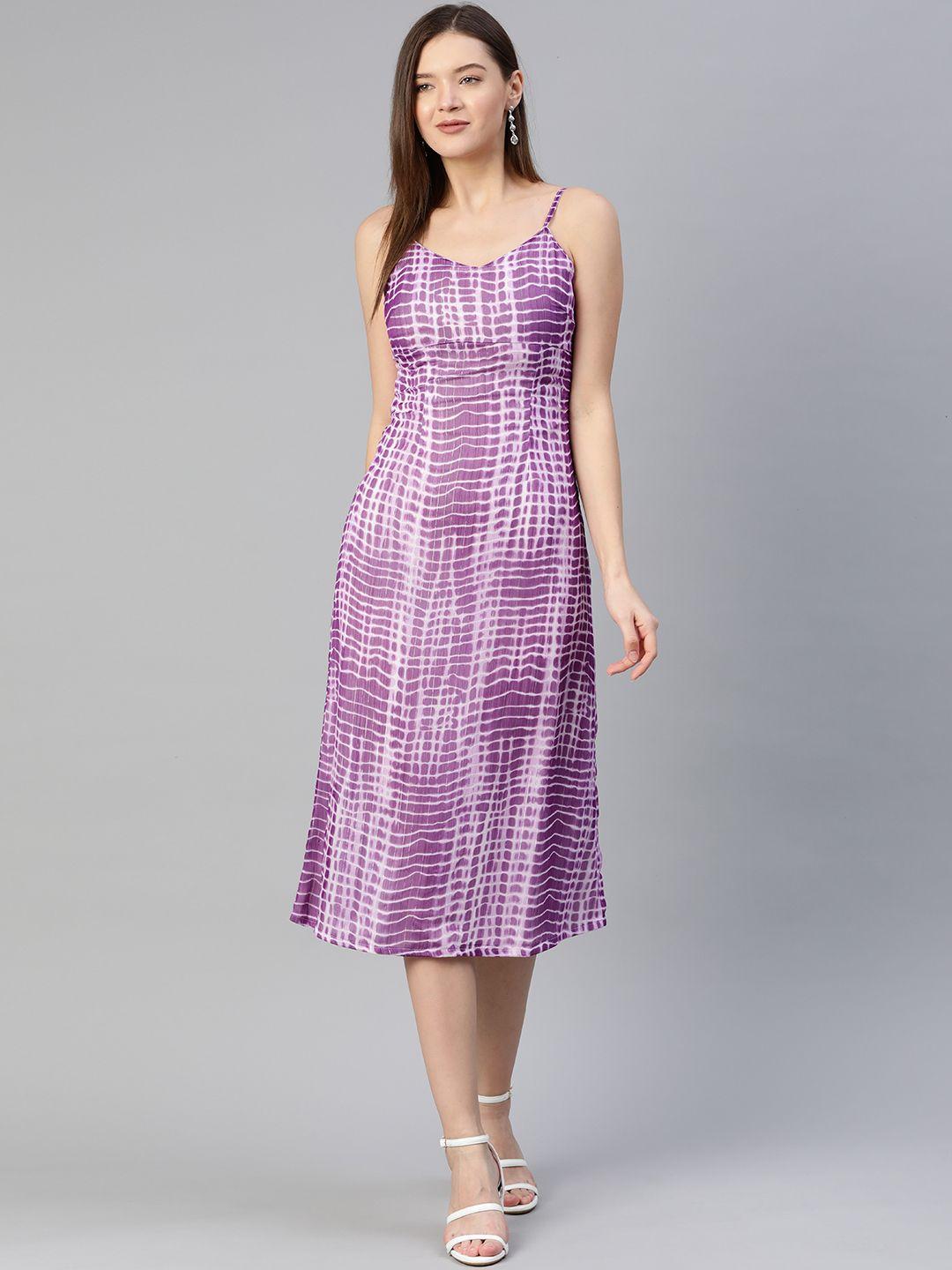 pluss trendy purple and off white dyed ruched dress