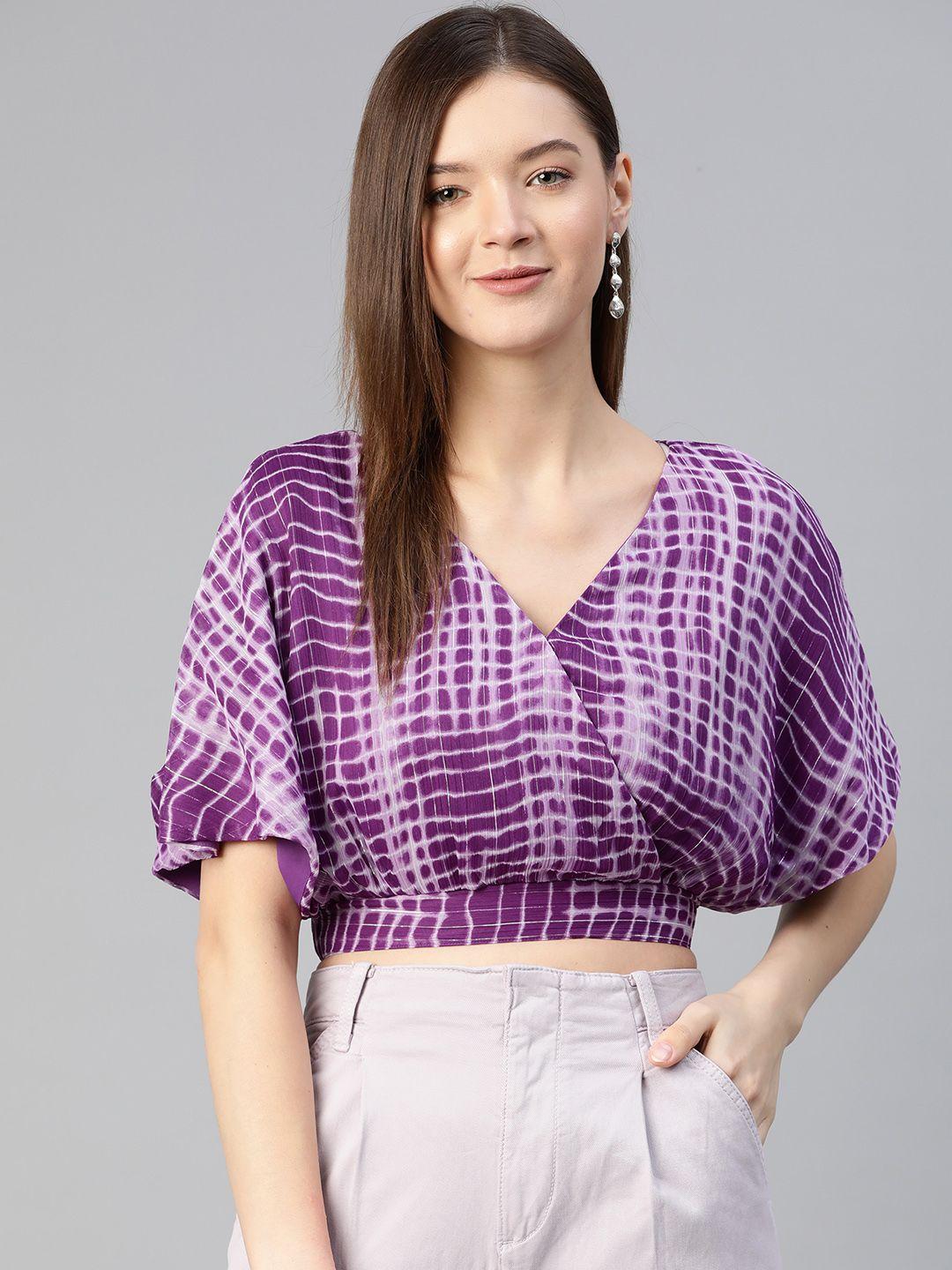 pluss trendy purple and white solid wrapped top