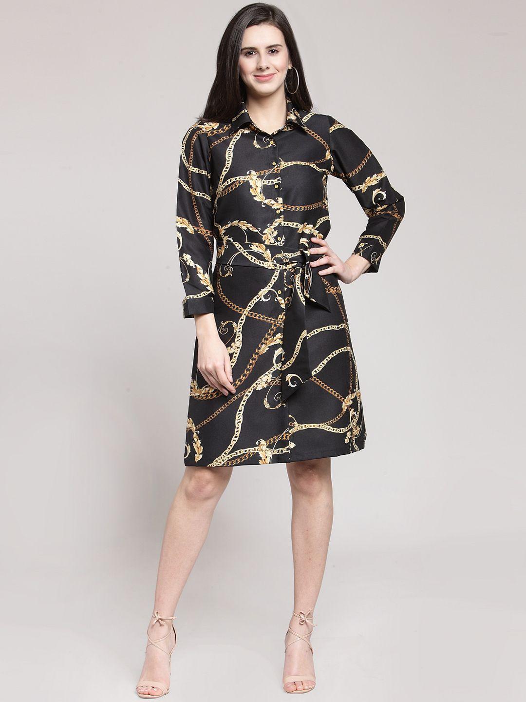 pluss women black printed shirt dress