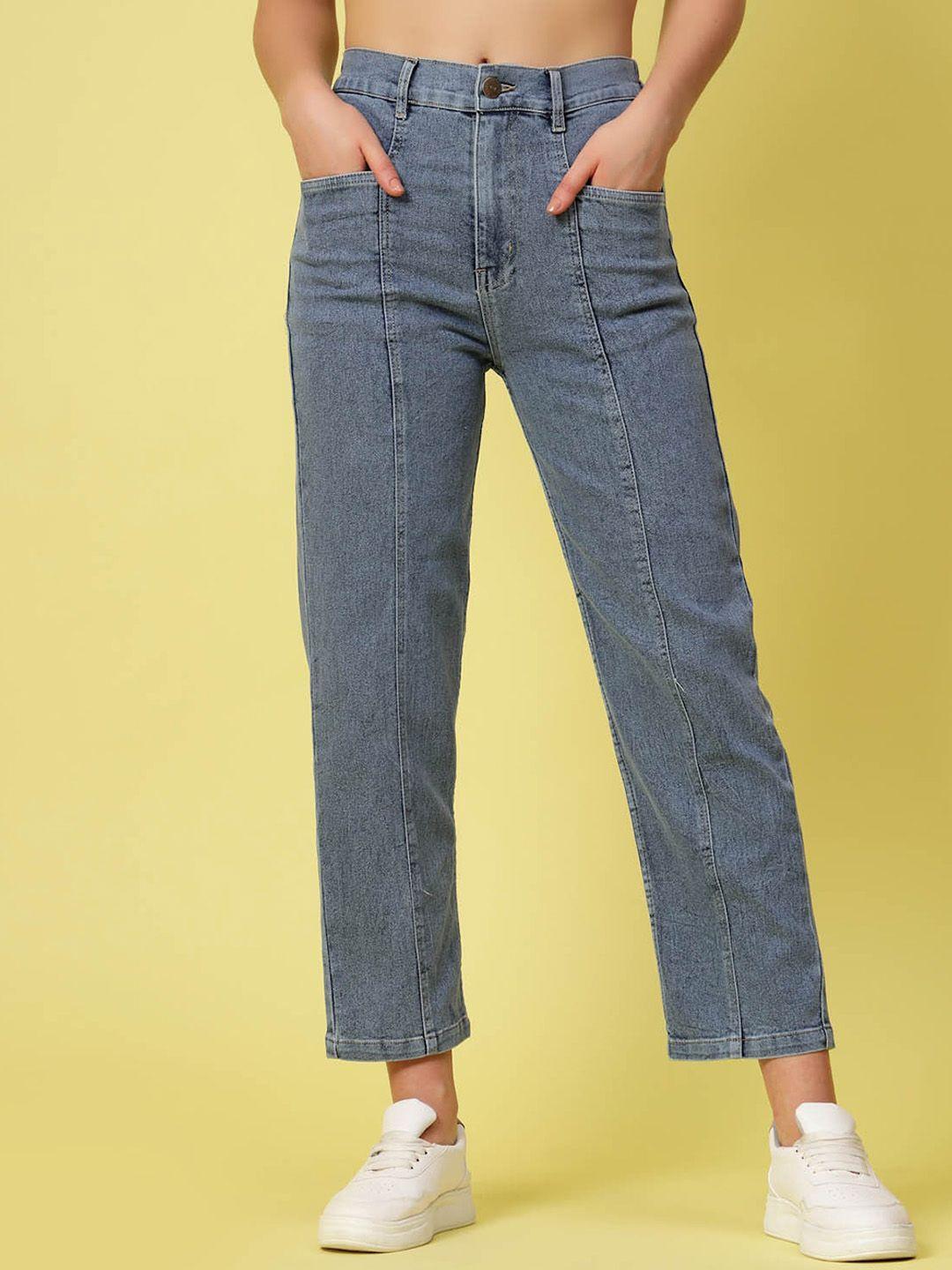 pluss women blue low distress stretchable cotton jeans