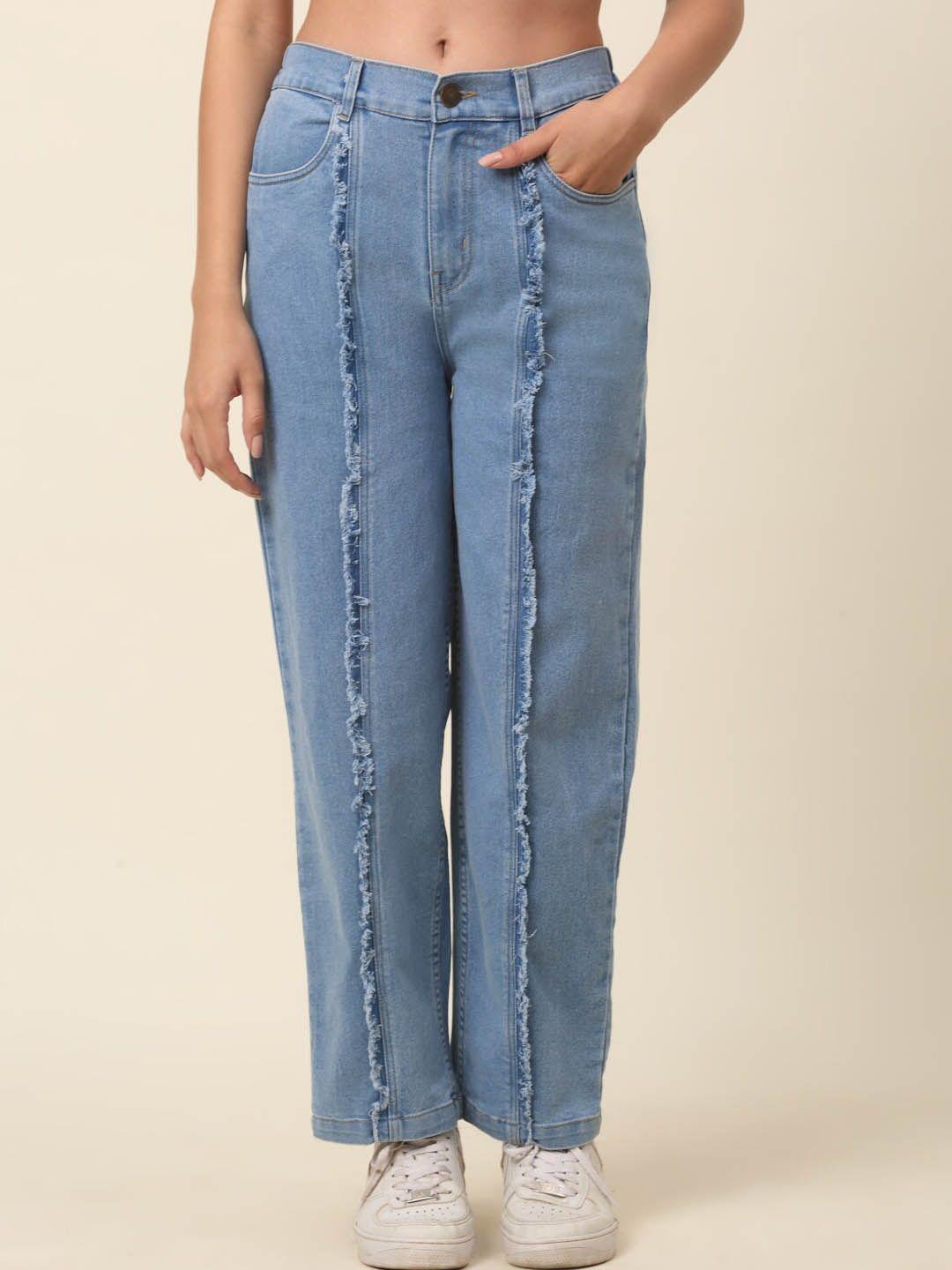 pluss women blue medium shade stretchable cotton jeans