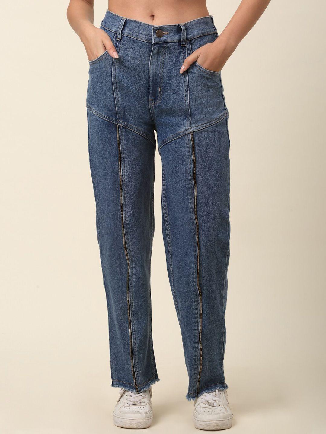 pluss women blue mid-rise stretchable cotton jeans