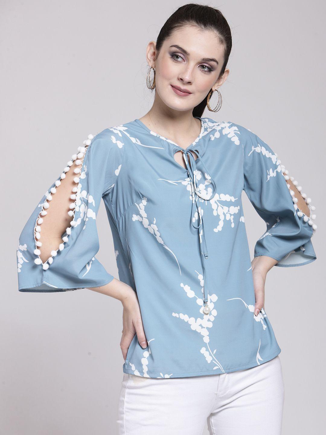 pluss women blue printed top