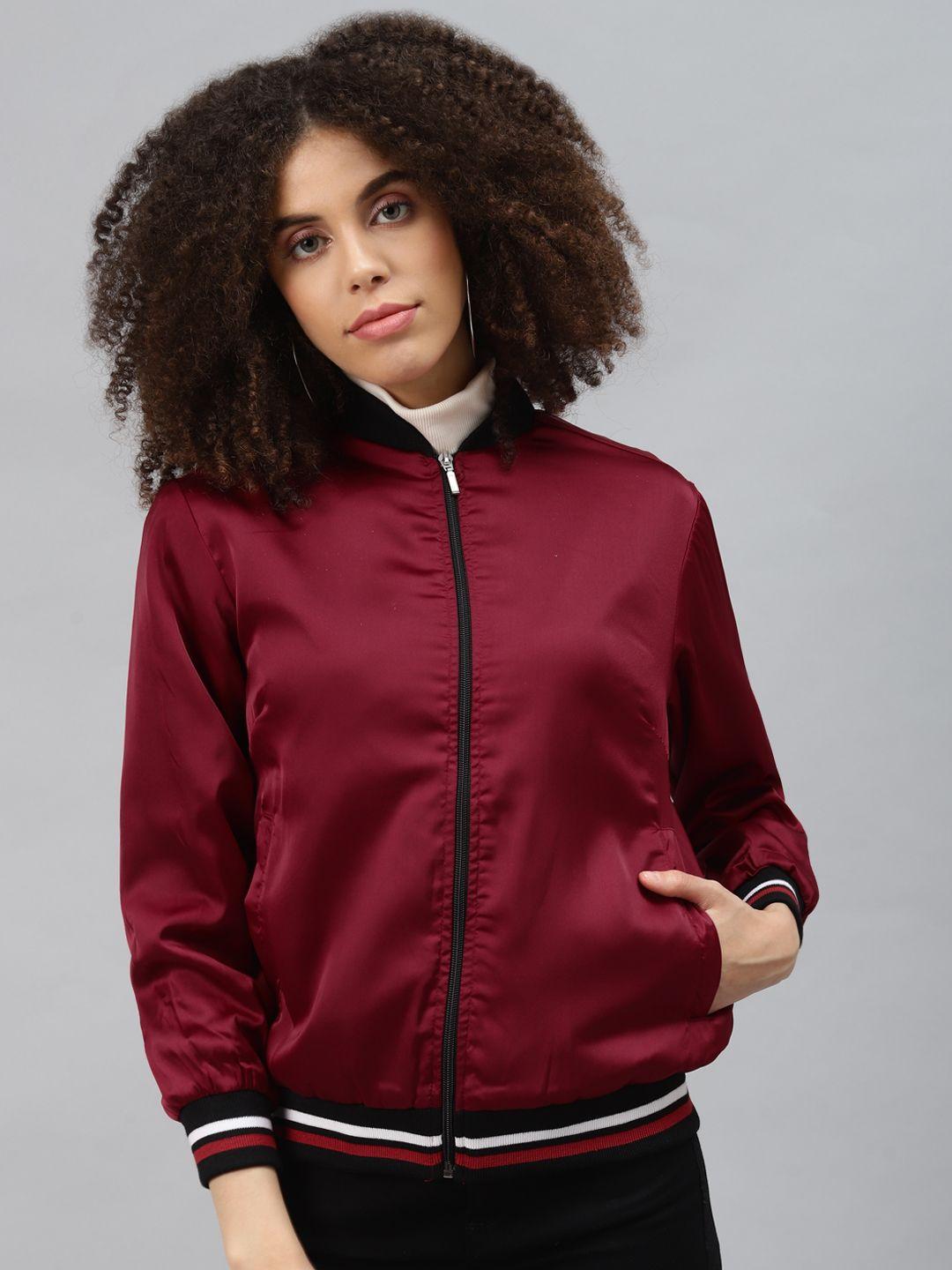 pluss women burgundy bomber jacket