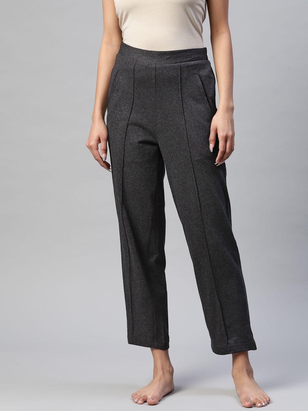 pluss women charcoal solid track pants