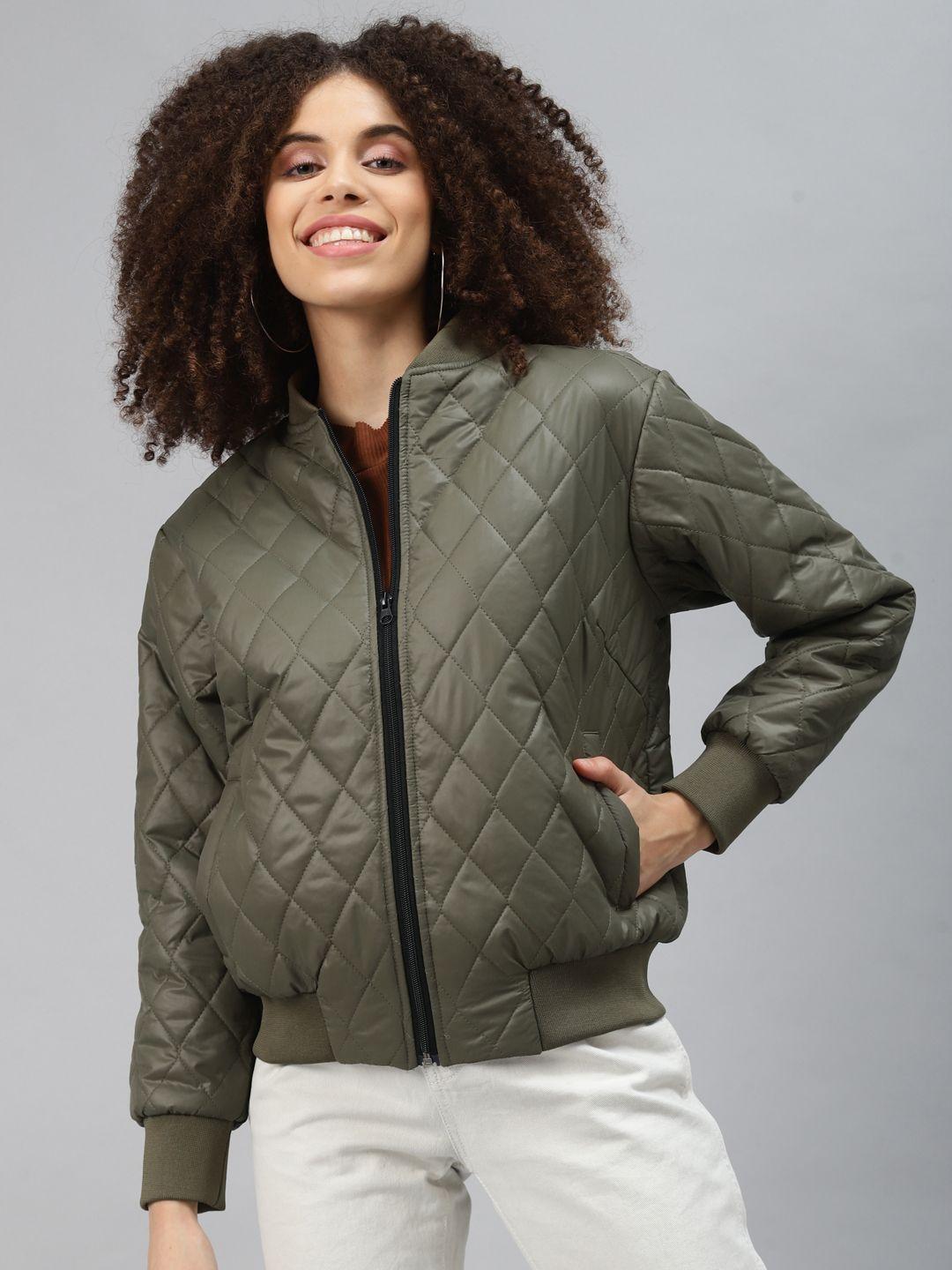 pluss women olive green quilted jacket