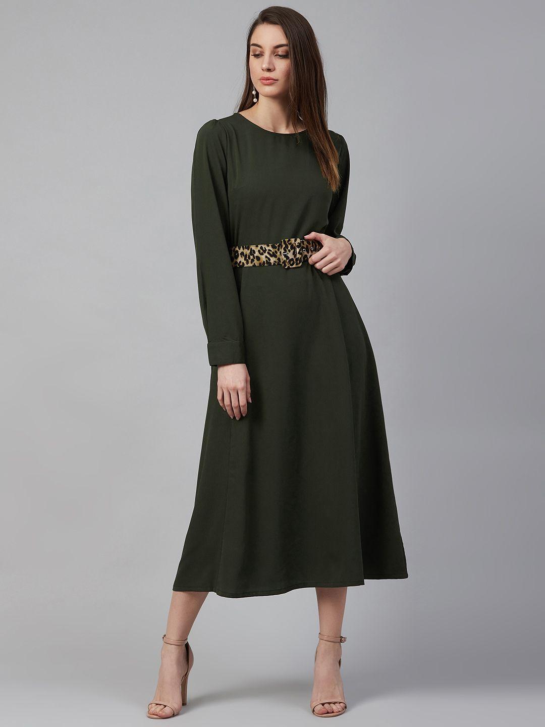 pluss women olive green solid maxi dress