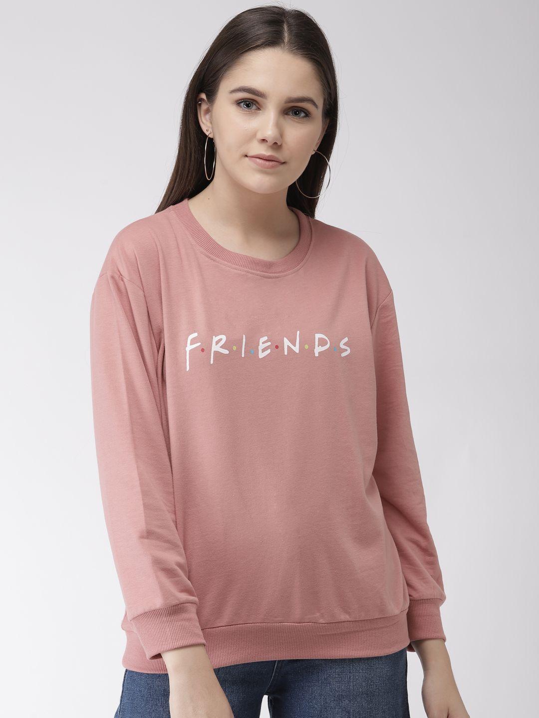 pluss women pink & white printed sweatshirt