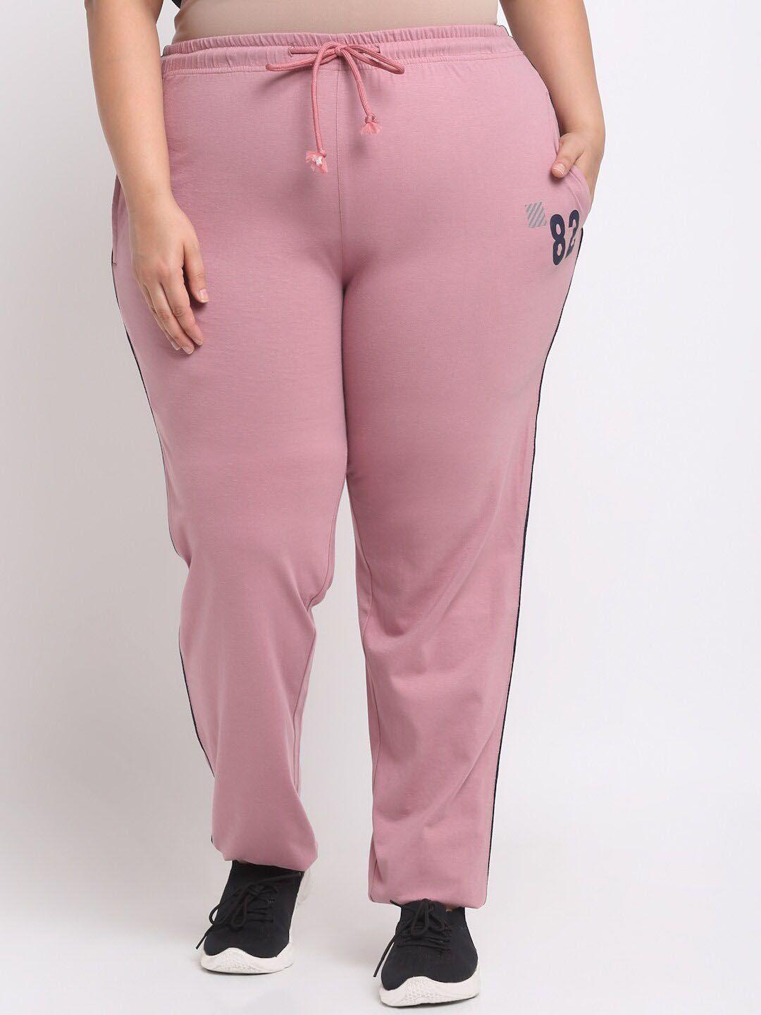 pluss women pink cotton track pants