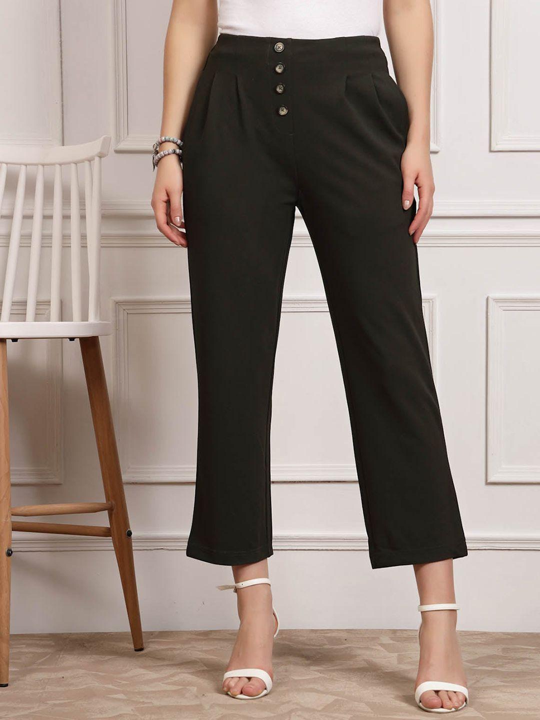 pluss women pleated mid rise trousers