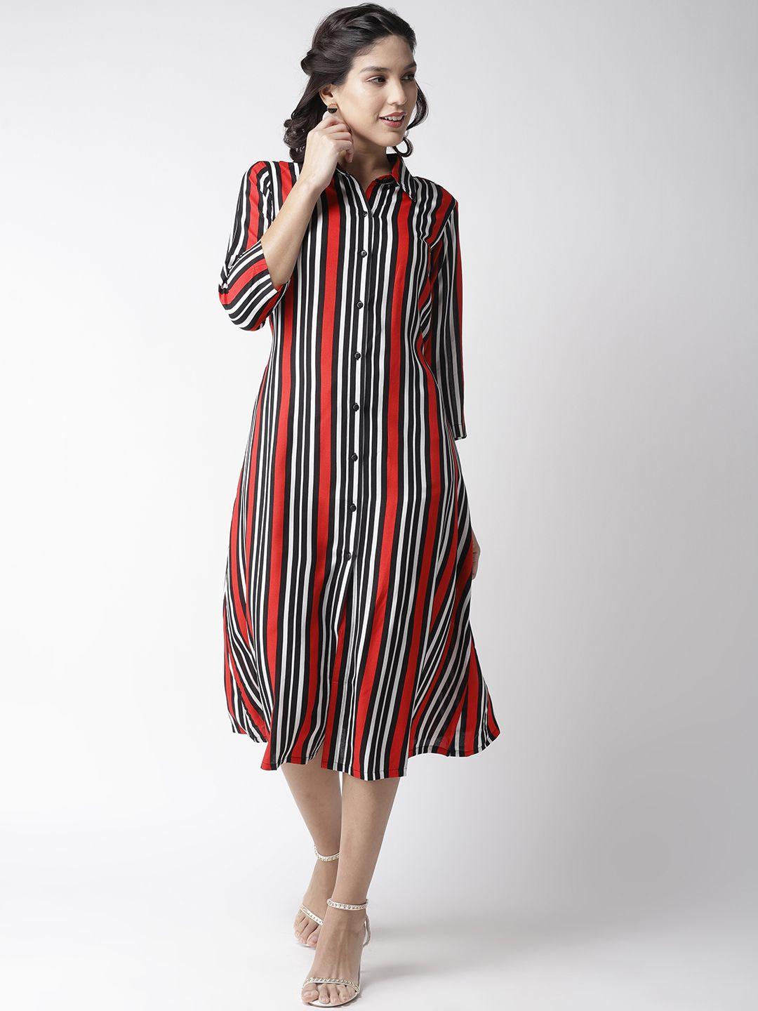 pluss women red & white striped shirt dress