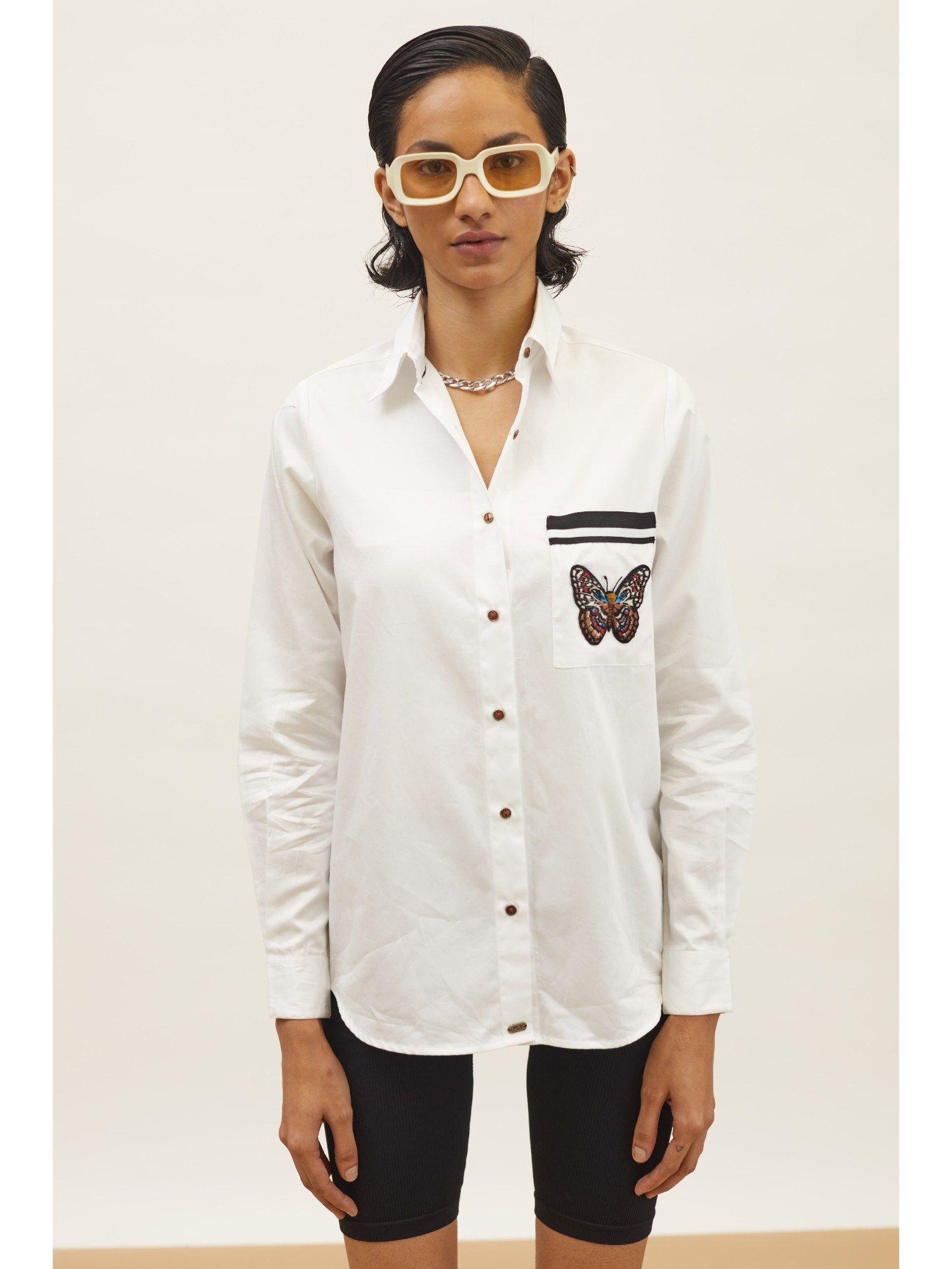 plv garden white butterfly shirt