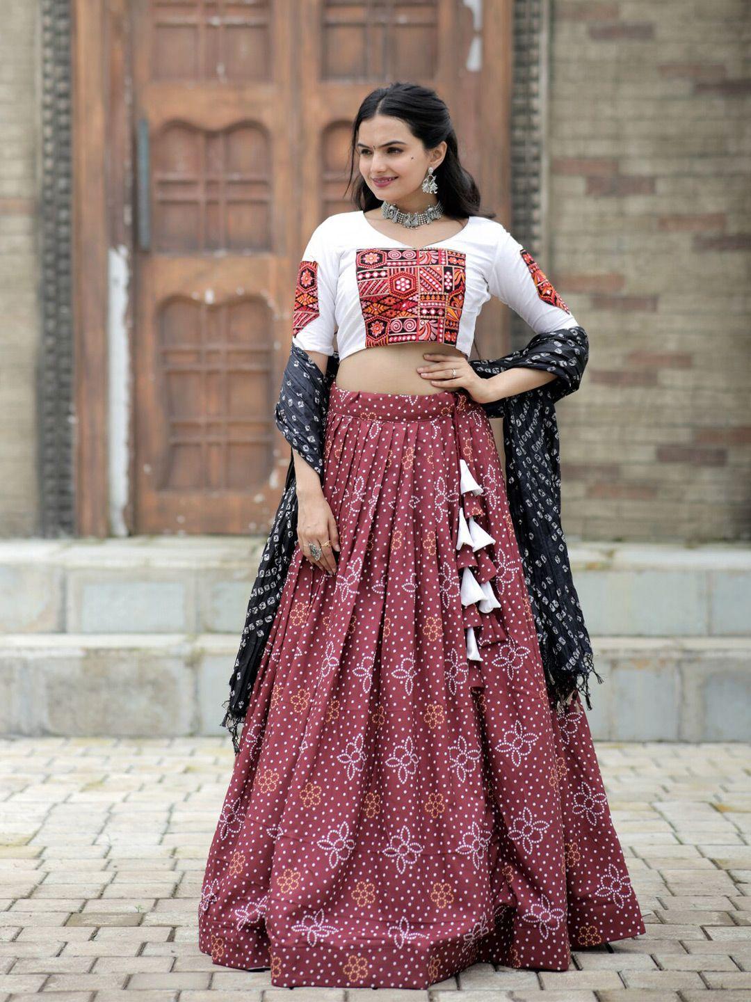 pmd fashion embroidered mirror work ready to wear lehenga & blouse with dupatta