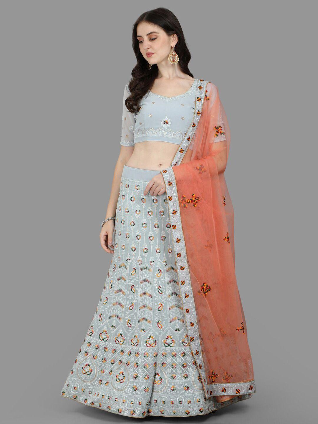 pmd fashion embroidered ready to wear lehenga & blouse dupatta