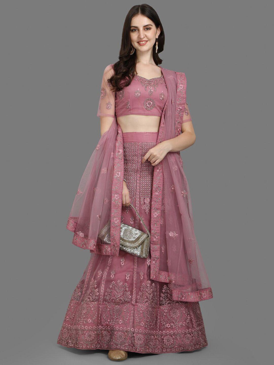 pmd fashion floral embroidered net ready to wear lehenga & blouse with dupatta