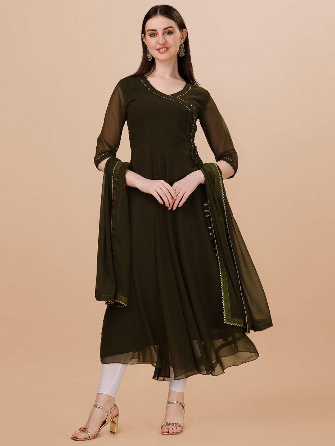 pmd fashion v-neck gotta patti anarkali kurta with dupatta