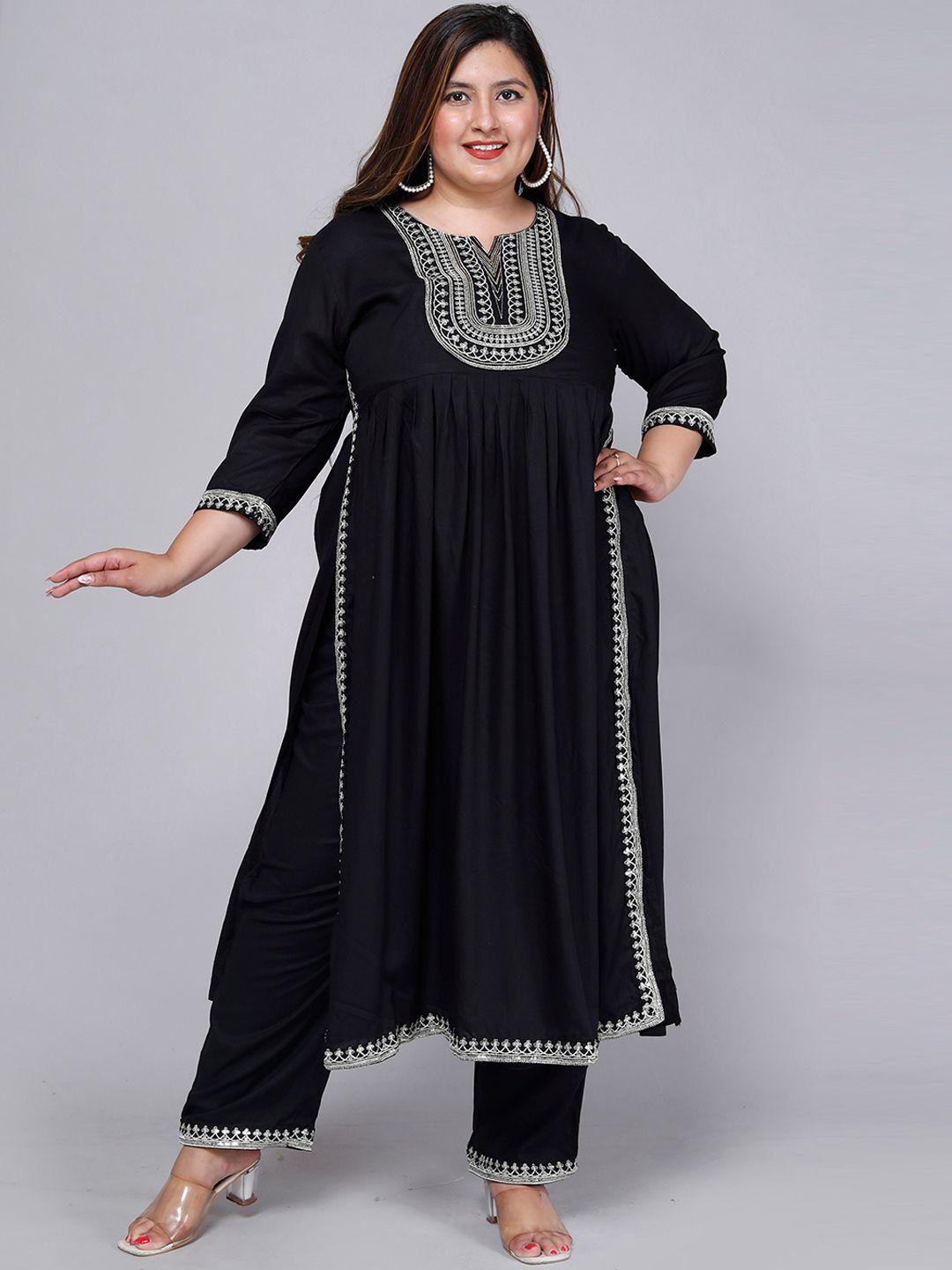 pneha ethnic motifs embroidered a-line kurta with trousers