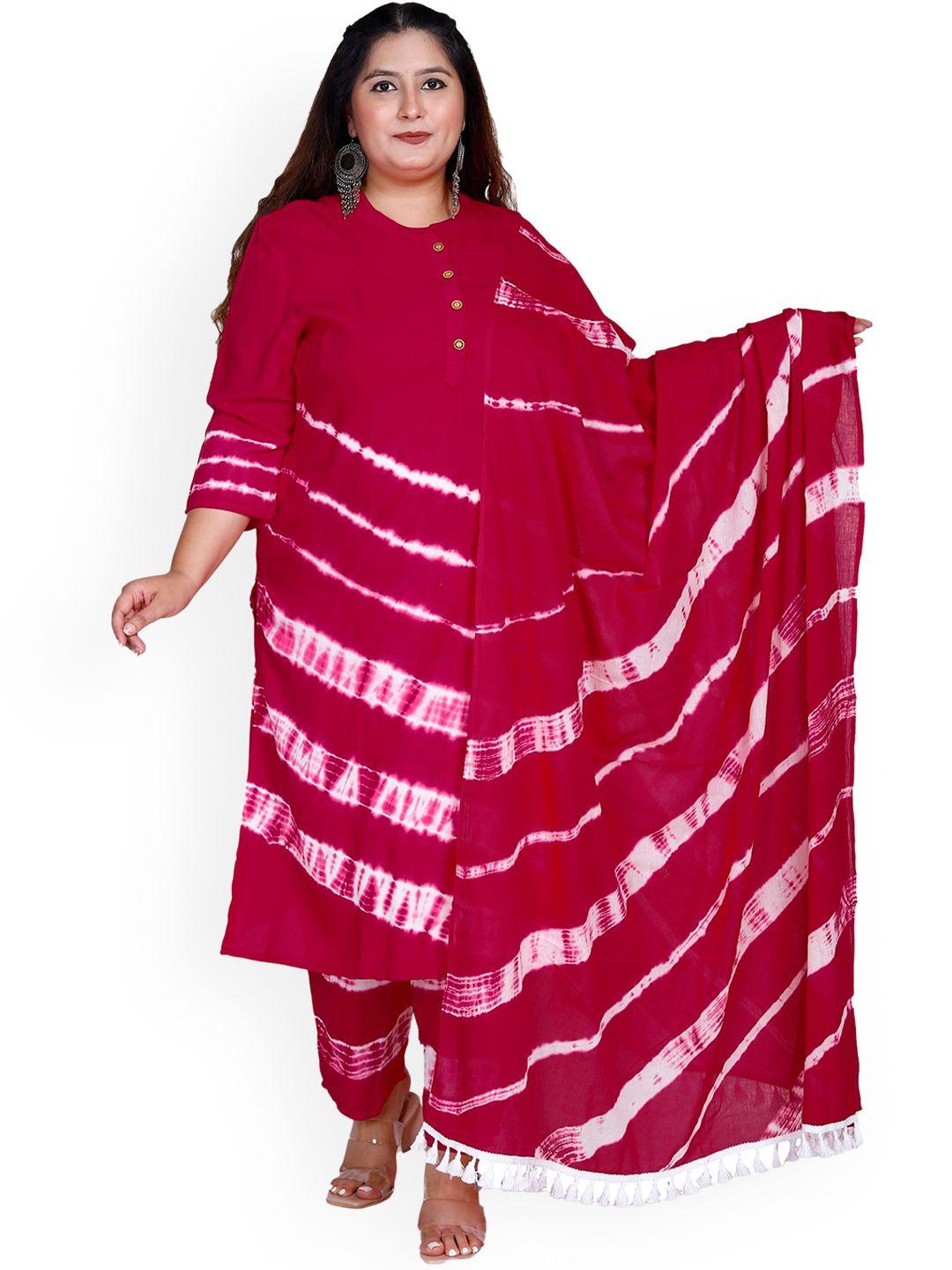 pneha plus size ombre dyed kurta & trousers with dupatta