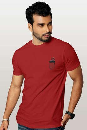 pocket deadpool round neck mens t-shirt - red