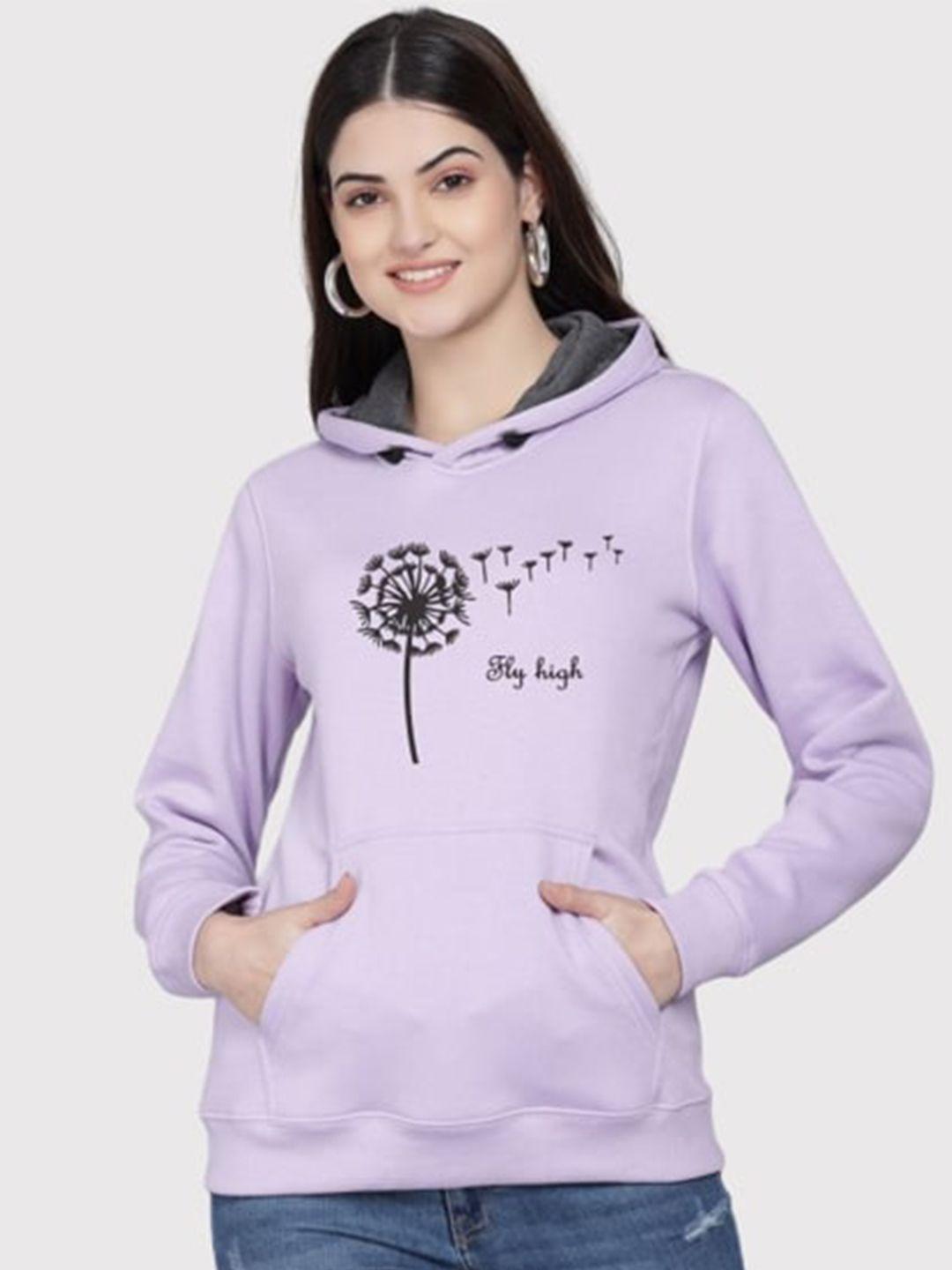 pockman women lavender printed hooded sweatshirt